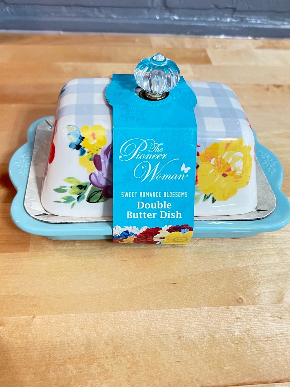 NWT The Pioneer Woman Butter Dish Double Stick Sweet Romance Ceramic Blue Floral